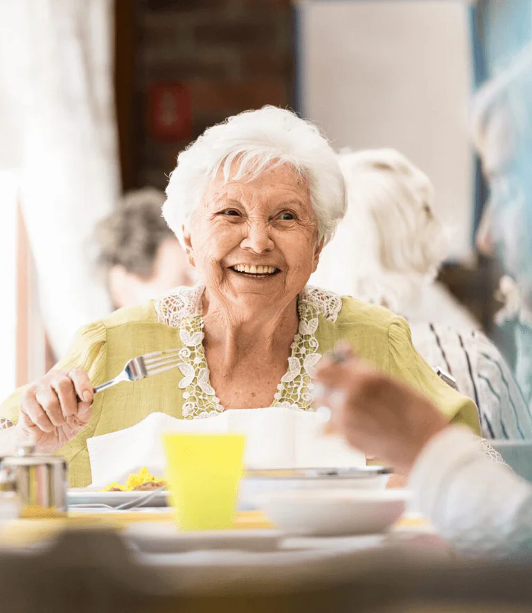 senior woman dining